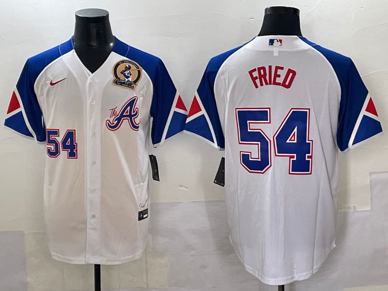 Men 2025 Atlanta Braves #54 Fried White blue City Edition Nike MLB Jersey style 2->new orleans saints->NFL Jersey